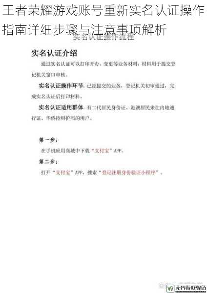 王者荣耀游戏账号重新实名认证操作指南详细步骤与注意事项解析